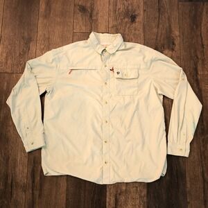 DUCK CAMP Shirt Light Green Outdoor Fishing Button Up Nylon Mens 2XL Long Sleeve